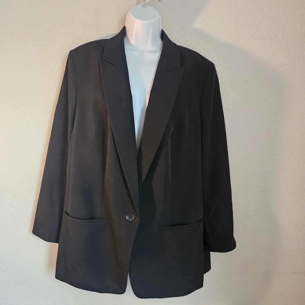 Express women xl‎ black relax blazer jacket office casual quiet luxury academia